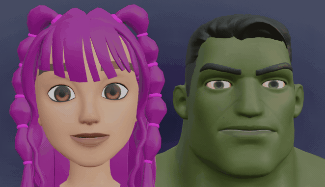 AI facial auto-rigger character results